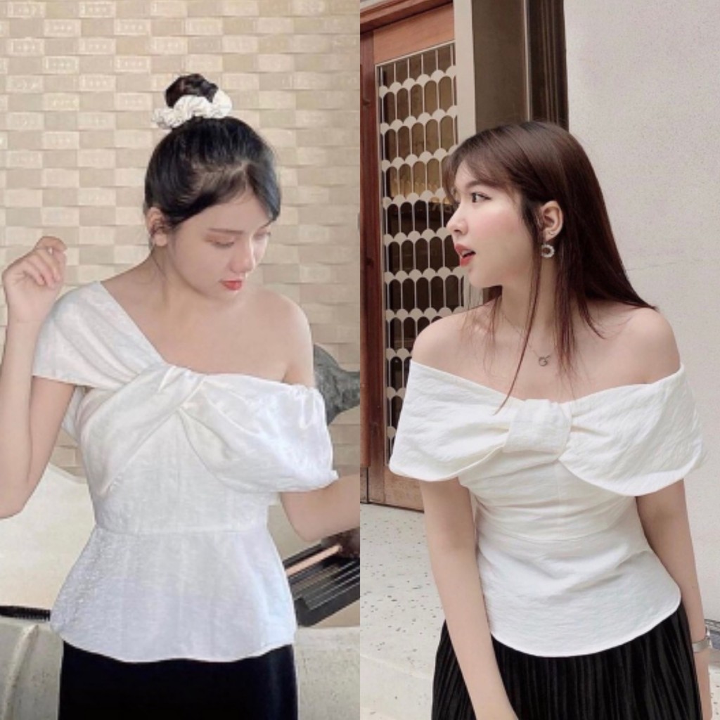 [HÀNG THIẾT KẾ] Áo peplum nơ trễ vai thanh lịch
