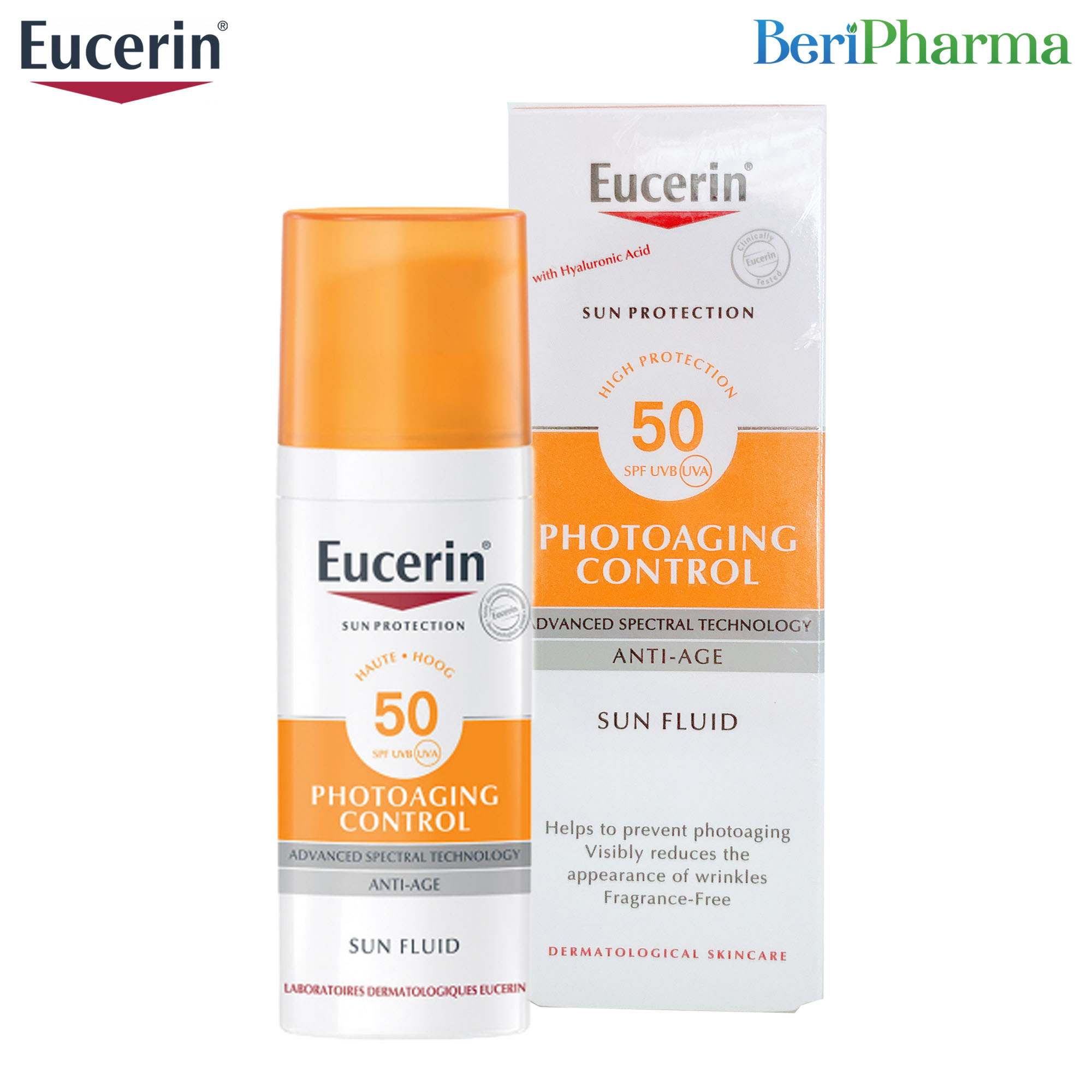 [HCM]Eucerin Kem Chống Nắng Giúp Giảm Nếp Nhăn Và Ngăn Ngừa Lão Hóa Sun Fluid Photoaging Control Spf 50-50ml