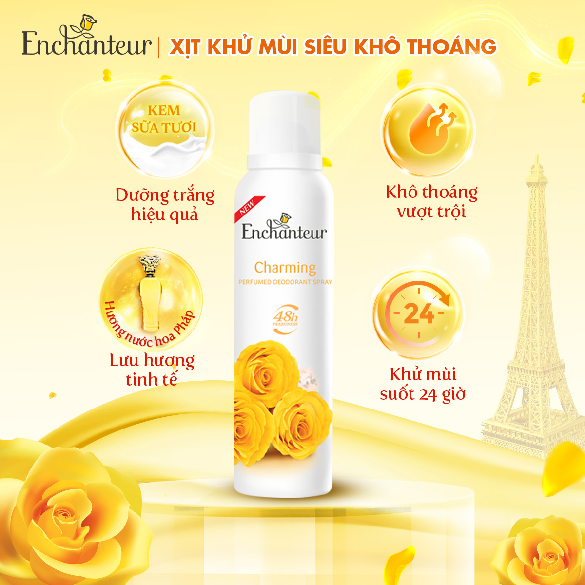 Combo 3 Xịt Khử mùi Charming và Sensation 150ml/Chai