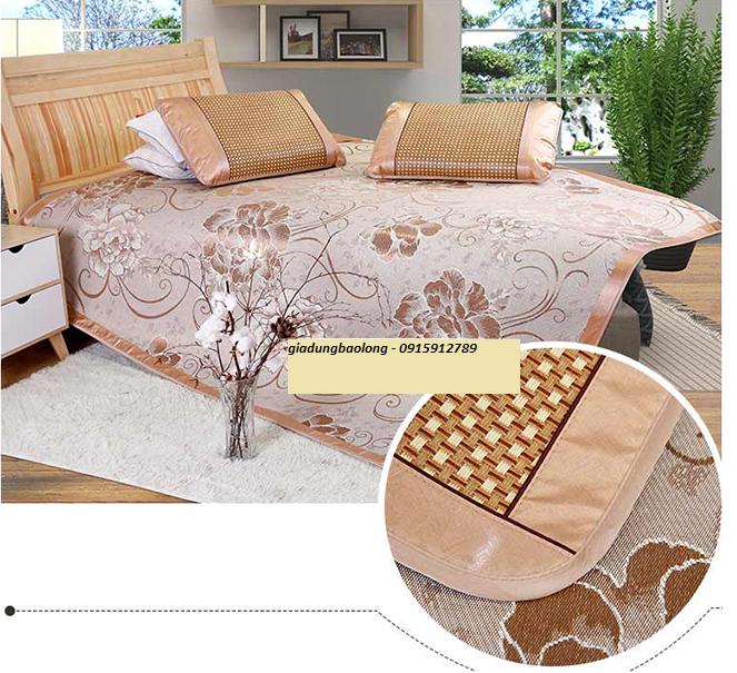 Chiếu điều hòa 1.8x2m cao cấp 2 mặt mây & lụa (01 chiếu + 2 vỏ gối)
