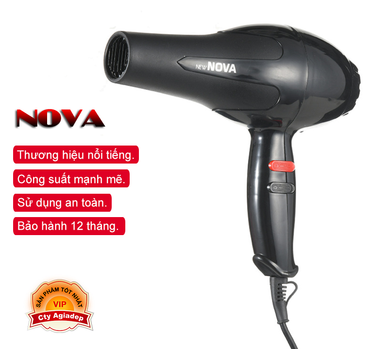 Máy sấy tóc cao cấp NOVA 6130 mạnh mẽ đa năng (Màu Đen)