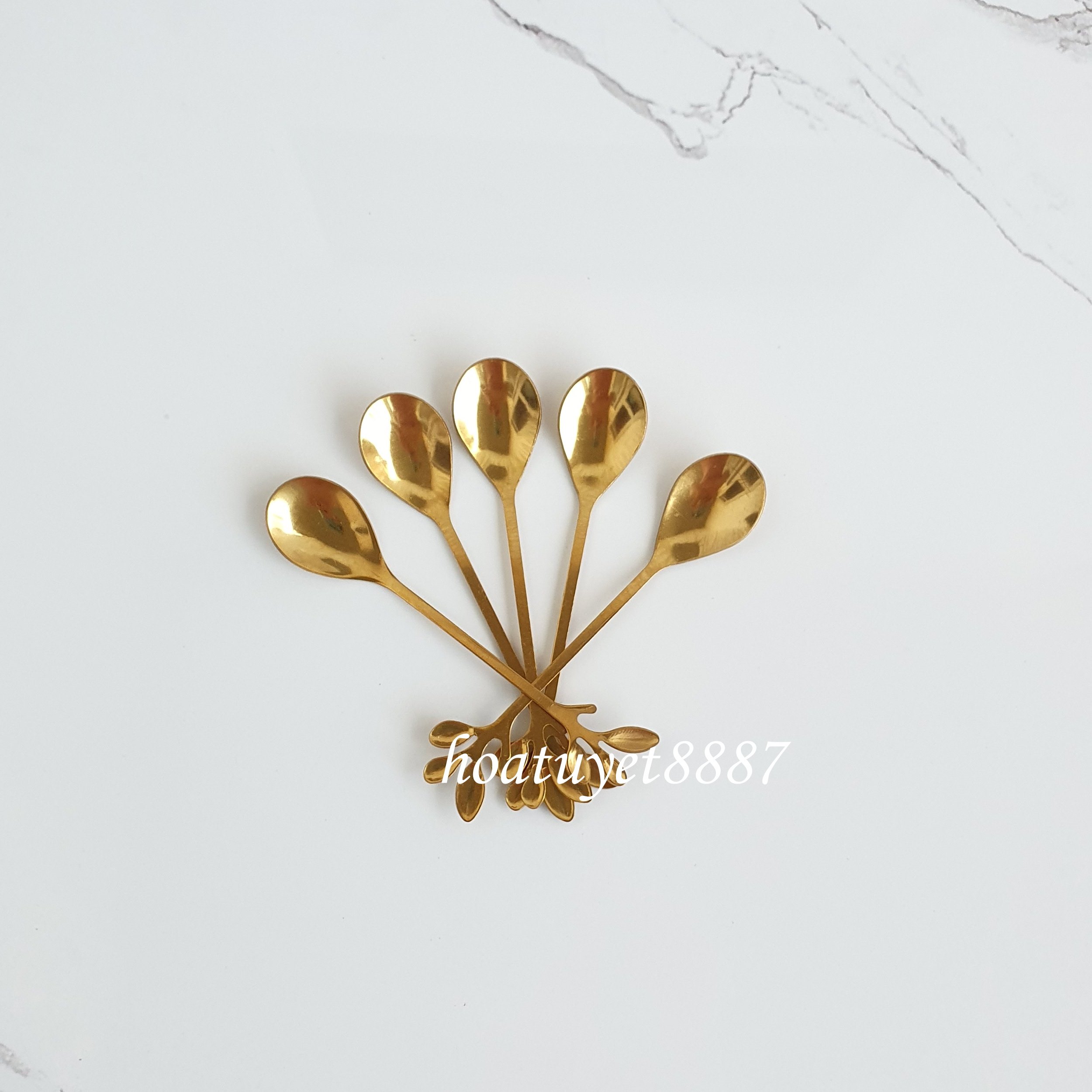 Thìa muỗng cà phê inox mạ vàng ẢNH THẬT
