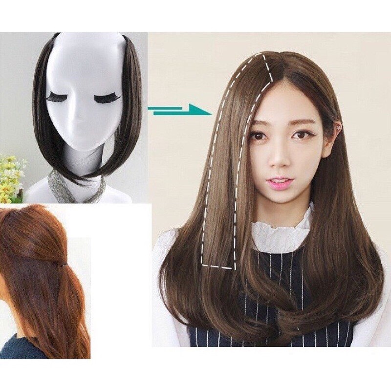 Tóc giả nữ kẹp phồng chân tóc dài giá 1 bên(1 cái)