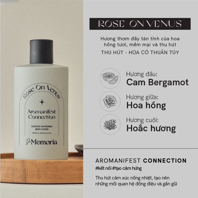 Dưỡng thể de memoria rose on venus 300ml