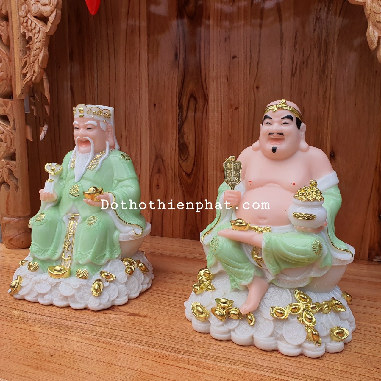 Cặp thần tài ông địa đá 8in cao 22 cm