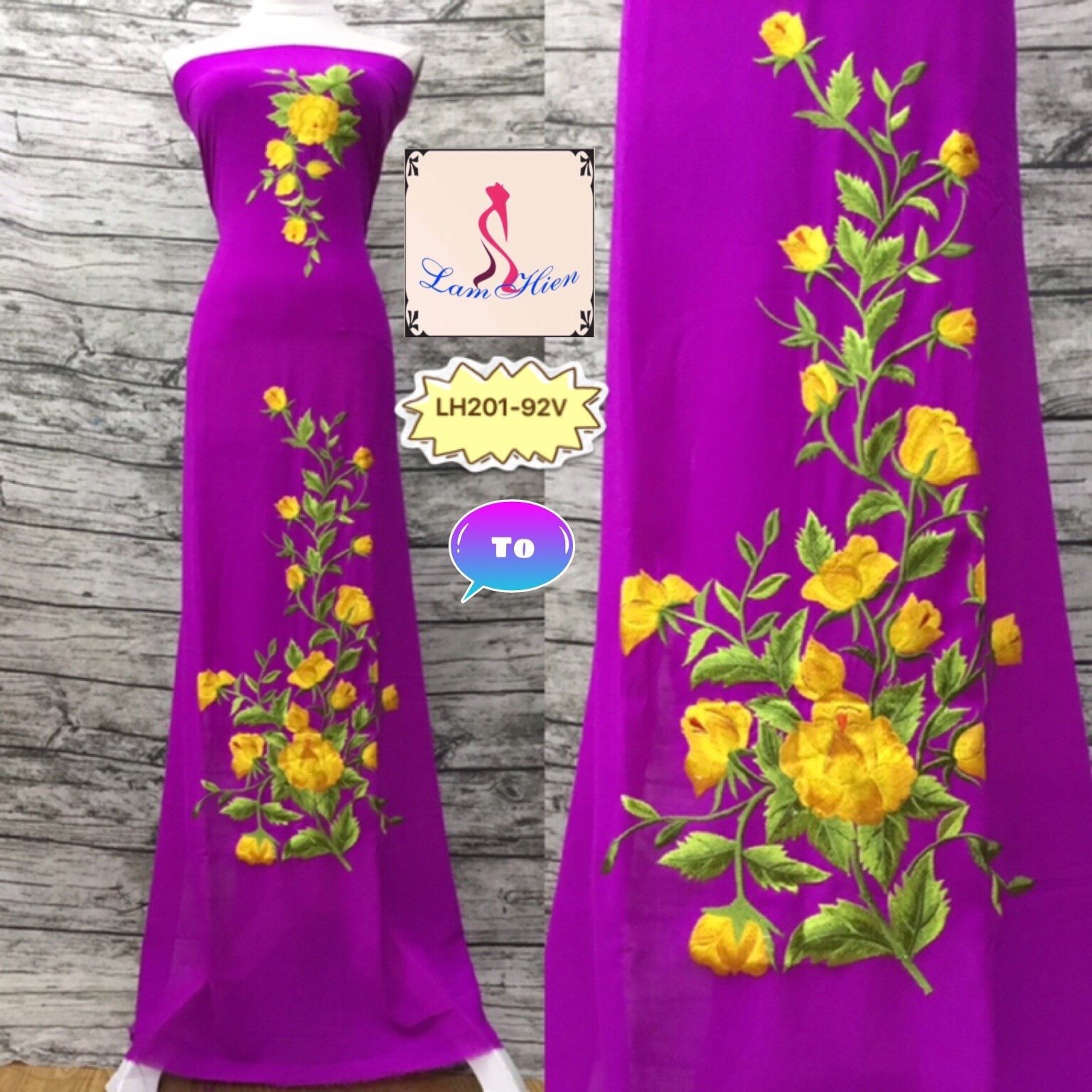 Lâm Hiền-Vải áo dài thêu LH201
