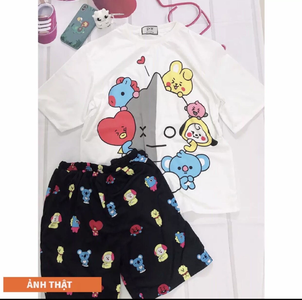 Đồ bộ cartoon thỏ hoạt hình dễ thương đồ bộ unisex đồ bộ thun coton đồ bộ mặc nhà ttslb0050