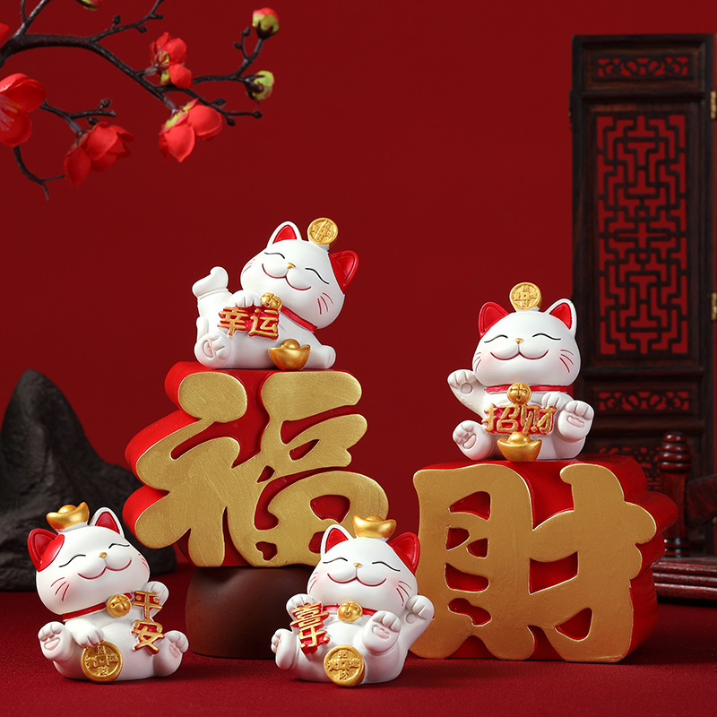Bộ 04 Mèo Thần Tài may mắn 6.5cm