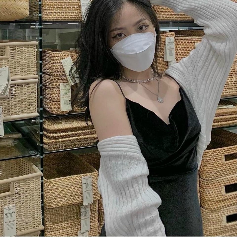 Sét Áo Khoác Gân + Đầm Nhung Dây (Có Mút Ngực)