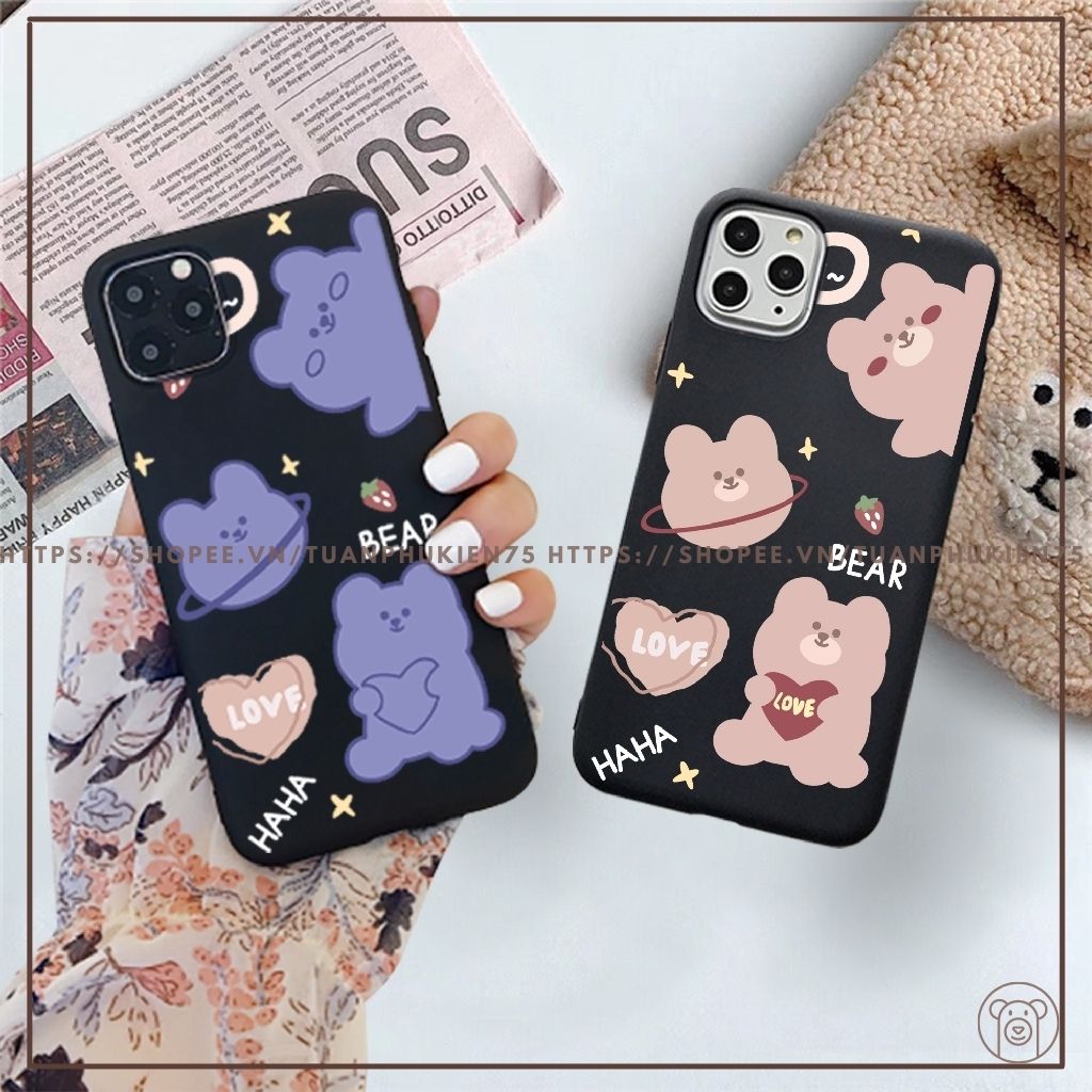 Ốp Lưng Iphone⚡ Ốp Lưng Điện Thoại Iphone Gấu Tình Yêu Trơn ⚡ Iphone 6/6s/6P/6SP/7/8/7P/8P/X/Xs/Xsmax/11/11Promax