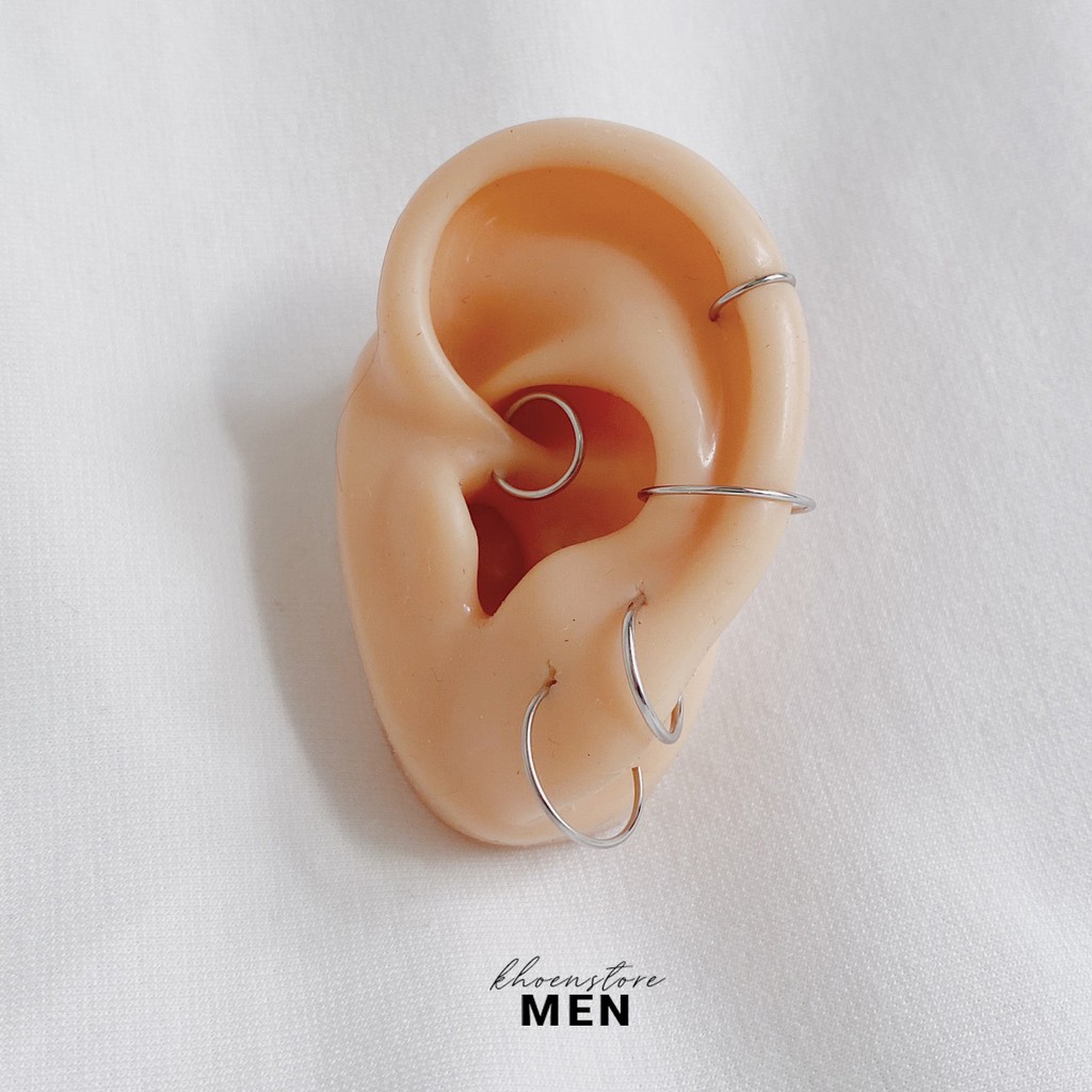 (1 Chiếc) Khuyên tai tròn mỏng titan mang vành tai helix tragus bông tai nam không gỉ không gây dị ứng - Khoen Store