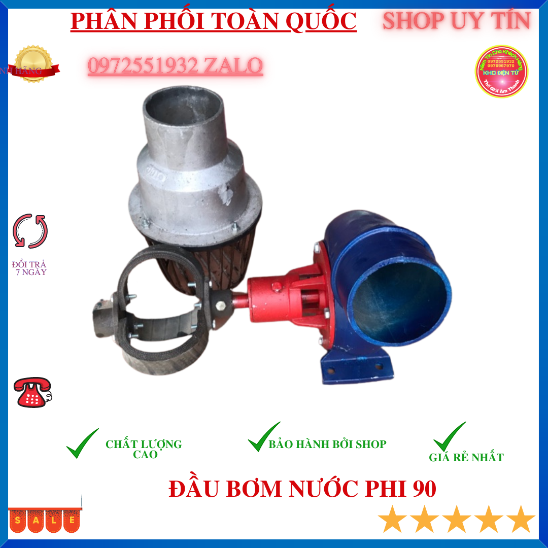 Bộ đầu bơm phi 90mm chế máy 1.5- , chế đầu nổ2.2kw