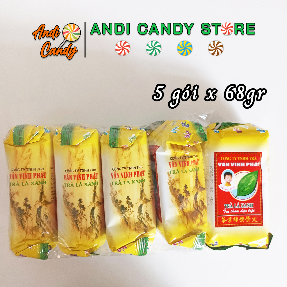 5 Gói Trà Lá Xanh Em Bé Văn Vinh Phát 68gr