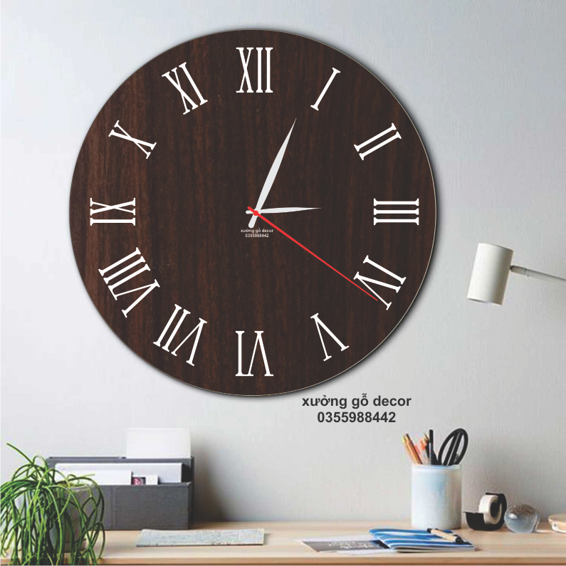 Đồng Hồ Gỗ Treo Tường Số La Mã Decor Độc Đáo