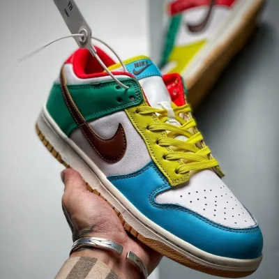 Original NK* Dunk SB White, Blue And Green Colorful Stitching Asymmetric Mandarin Duck Low Top Board Shoes Men's And Women's Sports Casual Shoes Dh0952-100