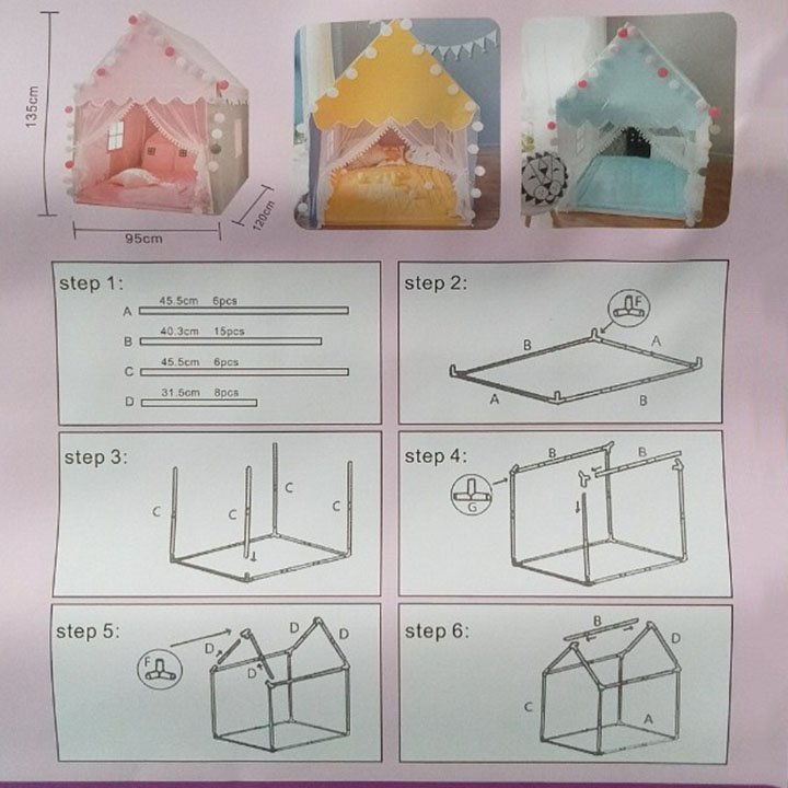 Lều chơi cho bé S5 đáng yêu (khung PVC)