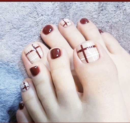 Bộ 24 Móng chân giả , nail giả C67 (kèm keo dán)