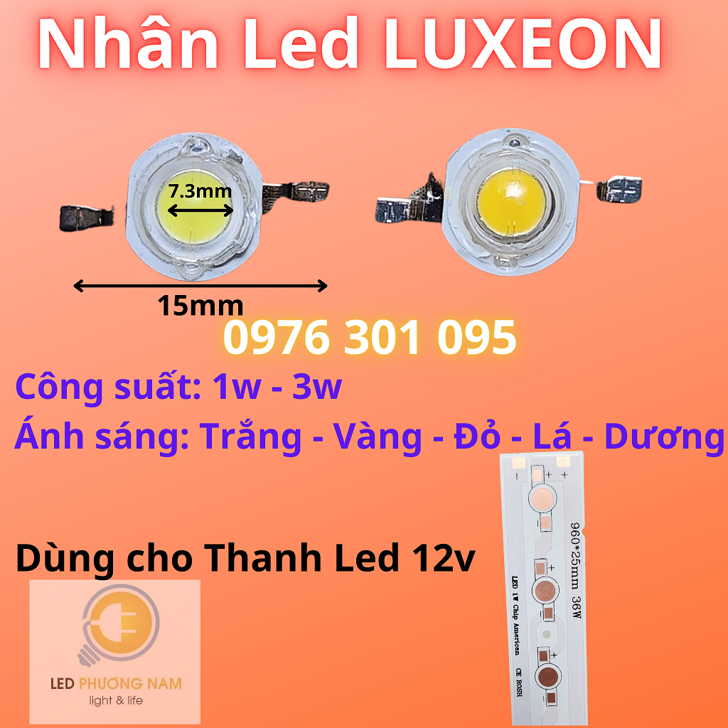Chip led luxeon 1w,3w, nhân led sy siêu sáng, loại tốt