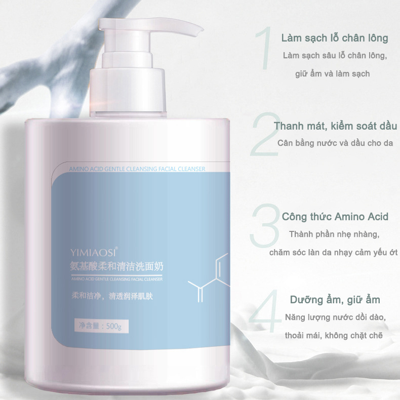 【💯Hàng thật】Sữa rửa mặt axit amin YIMIAOSI 500g