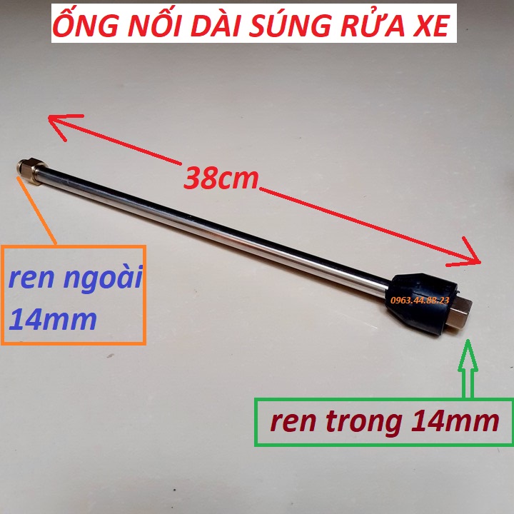 Ống nối dài vòi phun xịt rửa xe Ống nối dài s.úng rửa xe áp lực cao của máy xịt rửa áp lực 36cm-inox ống nối dài sung rửa xe ống nối dài sung rửa xe áp lực cao ống nối dài sung rửa xe tăng áp.