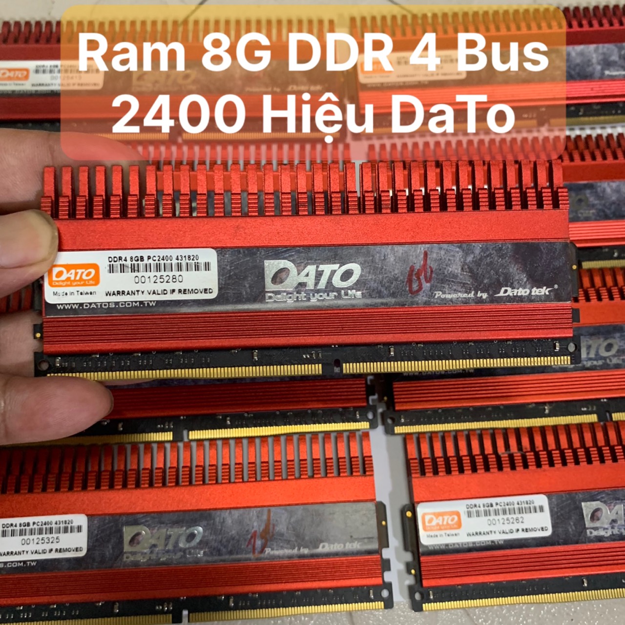 [HCM]Ram 8G - DDR4 - Bus 2400 Hiệu Dato Tản Nhiệt Thép Tản To Màu Đỏ - Vi Tính Bắc Hải