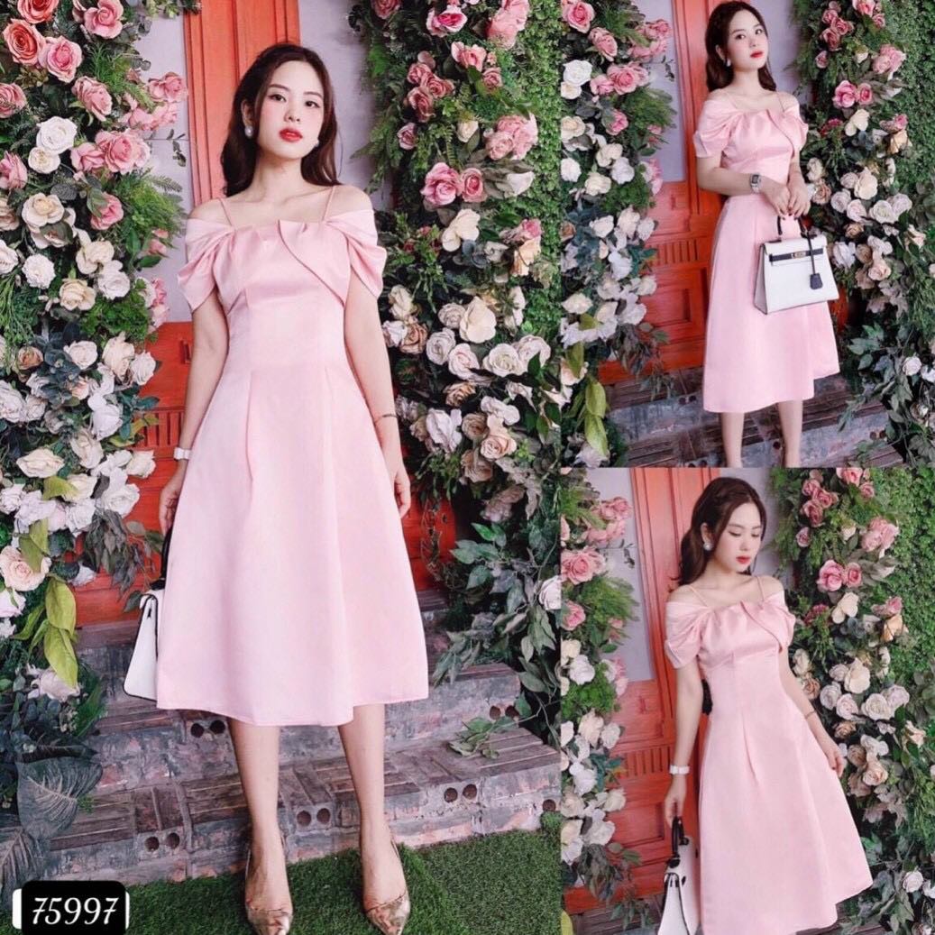 [HCM]Đầm xòe 2S trễ vai dễ thương thanh lịch