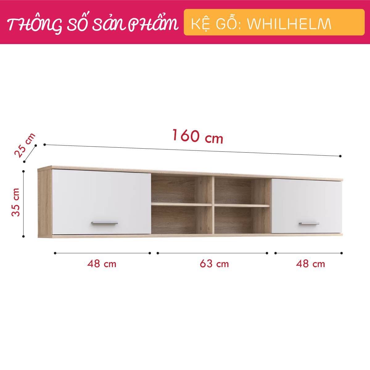 Kệ gỗ trang trí đa năng SMLIFE Whilhelm