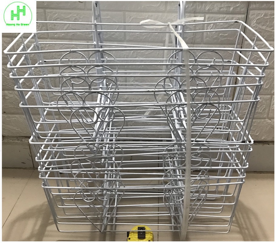 10 GIỎ SẮT Treo Chậu Hoa Ban Công Hình Chữ Nhật - Màu Trắng