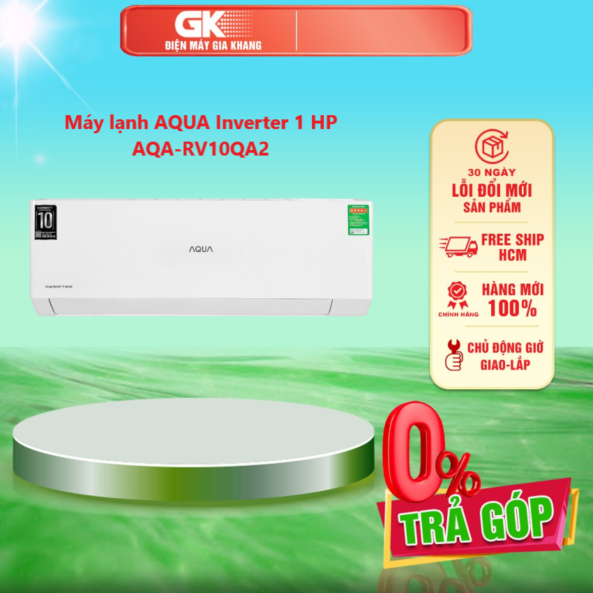 Máy Lạnh Aqua Inverter 1.0HP AQA-RV10QA2 & 1.5HP AQA-RV13QA2 - [HCM] [Trả Góp] - Màn hình hiển thị nhiệt độ trên dàn lạnh, Sleep Mode, Tự khởi động lại khi có điện - GIAO HÀNG TOÀN QUỐC - FREESHIP HCM