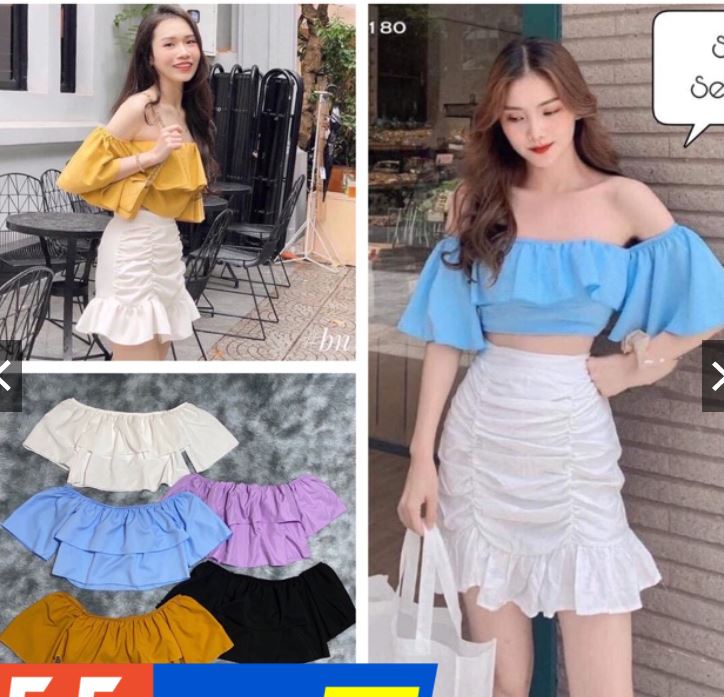 Áo nữ trễ vai vải bèo