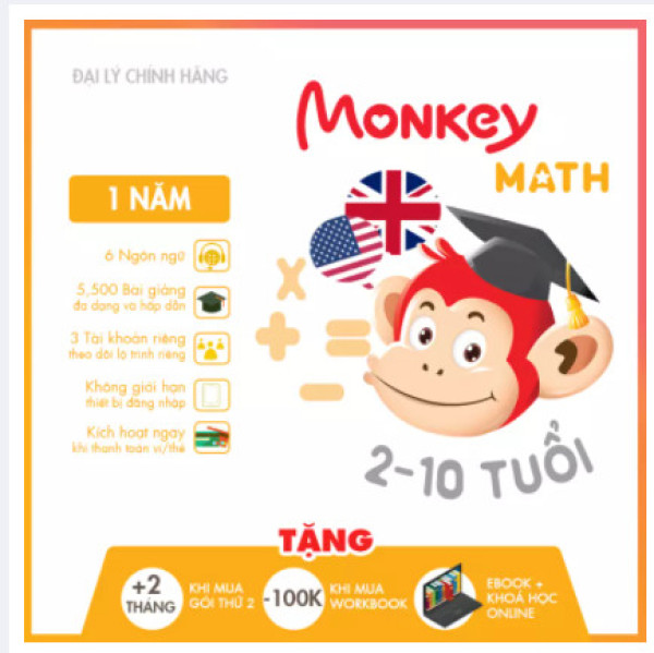 Bảng giá Monkey Math 1 NĂM - Toán tiếng Anh cho trẻ (Không WORKBOOKS) Phong Vũ