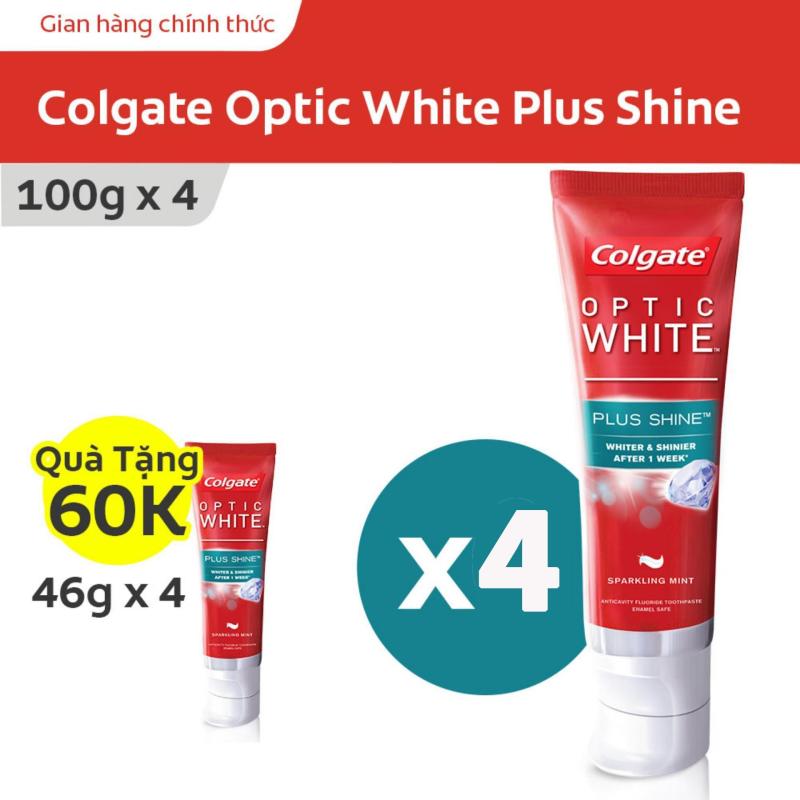 Bộ 4 Kem đánh răng Colgate làm trắng răng & sáng răng 100g tặng bộ 4 kem đánh răng Colgate làm trắng & sáng răng 46g nhập khẩu