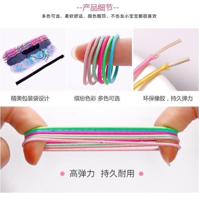 SET 500 DÂY CỘT TÓC NHIỀU MÀU CÓ TÚI ZIP