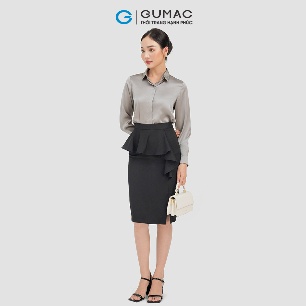 Áo sơ mi nữ GUMAC AC07028 , Áo sơ mi công sở chất liệu Lụa thoáng mát