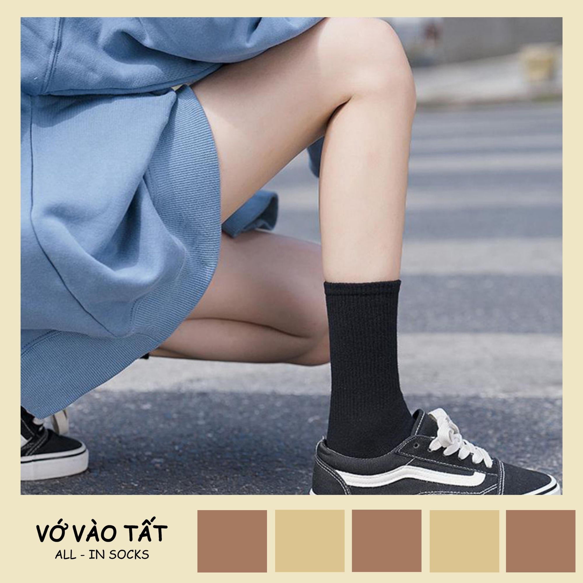 TẤT VỚ UNISEX TRẮNG ĐEN TRƠN