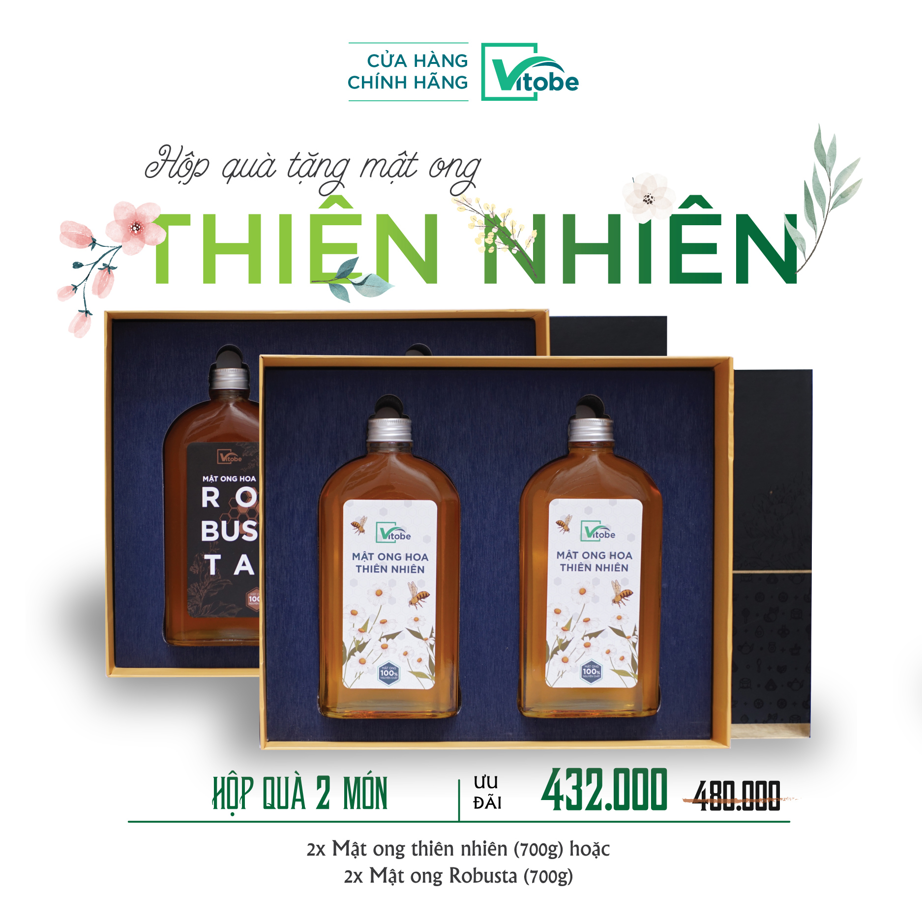Set Quà Mật Ong Thiên Nhiên (2 chai lớn)