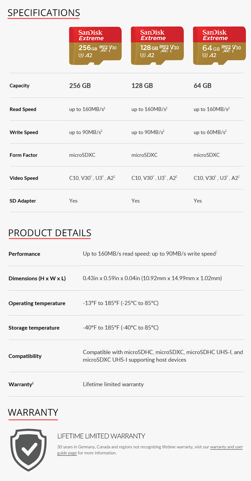 Thẻ nhớ MicroSDXC SanDisk Extreme A2 V30 U3 4K 64GB R170MB/s W80MB/s / 128GB R190MB/s W90MB/s (Gold) - Nhat Tin Authorised Store