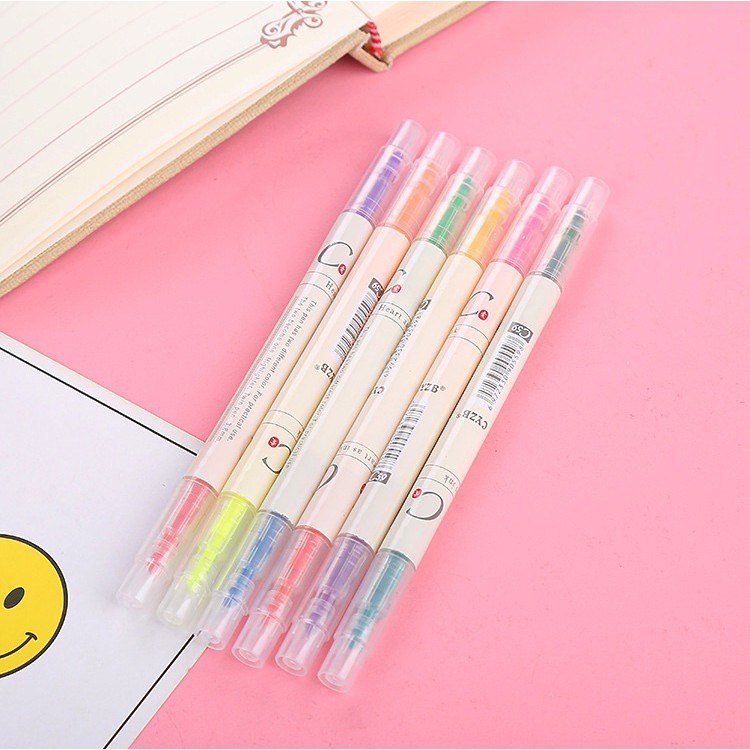 Combo 6 Bút Nhớ Dòng, Bút Highlight 2 Đầu