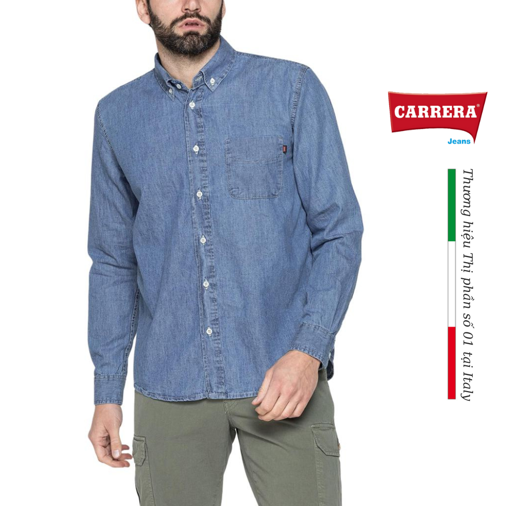 Carrera mens jeans classic cotton denim shirt light blue-imported from Italy-205 a1005a _ 500