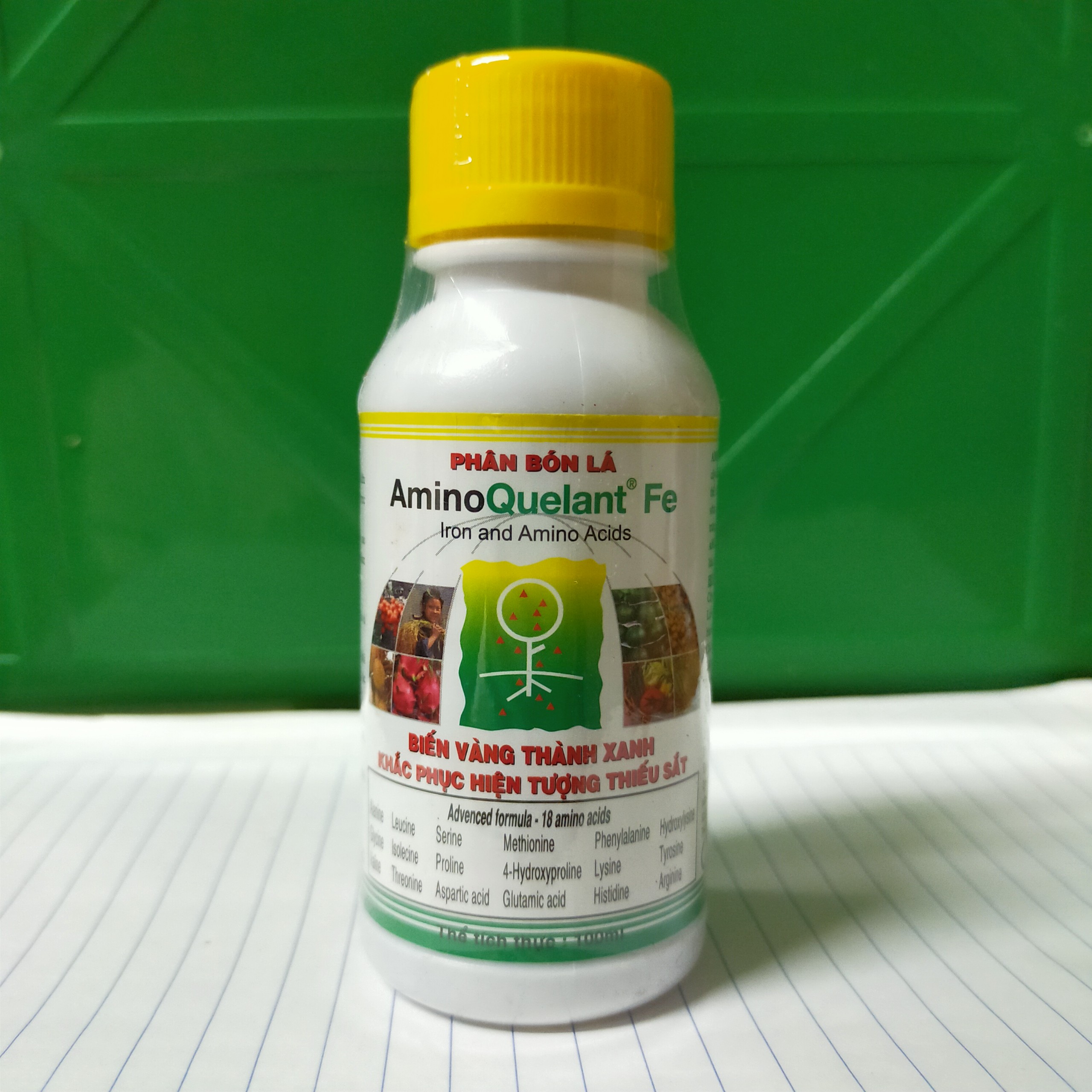 Phân bón lá chống vàng lá , rụng lá ,biến lá vàng thành lá xanh Amino quelant Fe