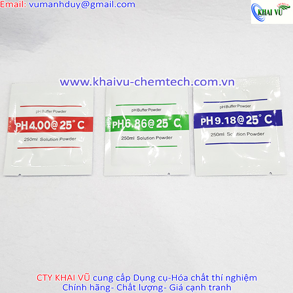 Bột pha dung dịch chuẩn ph gồm 3 gói 4.00 + 6.86 + 9.18 dùng cho bút đo ph