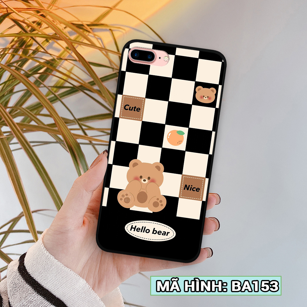Ốp lưng iphone 7 plus/ 8 plus hình caro gấu, vịt thời trang, dễ thương
