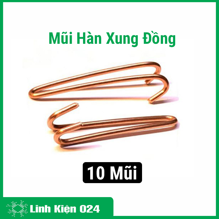 Bộ 10 mũi hàn xung loại đồng đỏ 100%