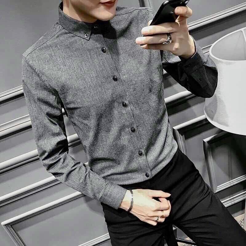 Men's shirts, shirts đũi neck, neck shirts, fabric đũi long-sleeved high-grade, material thick mellowed, not wrinkle, not ruffled