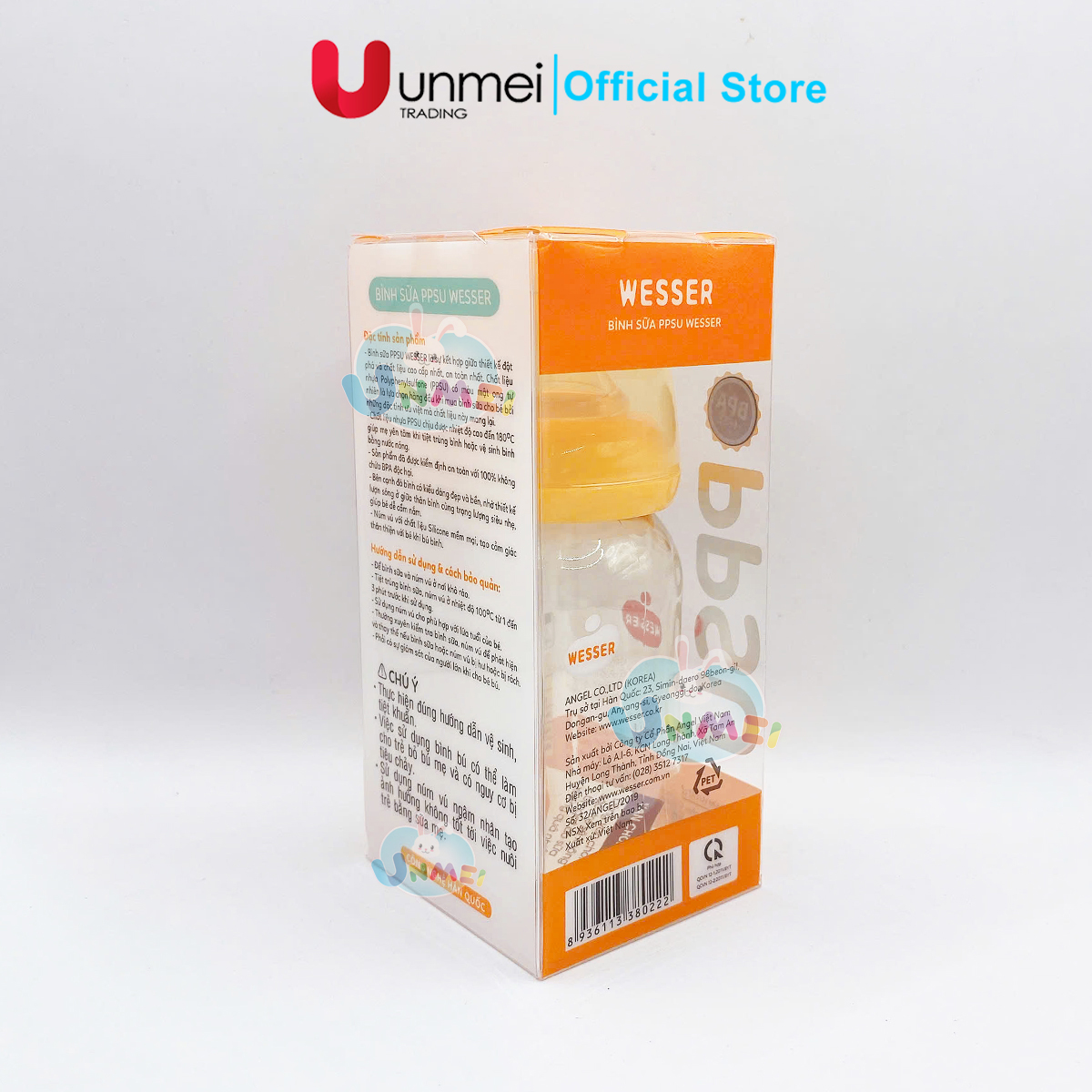 Bình Sữa CỔ HẸP Wesser PPSU 140ml (Núm đi kèm Size S)