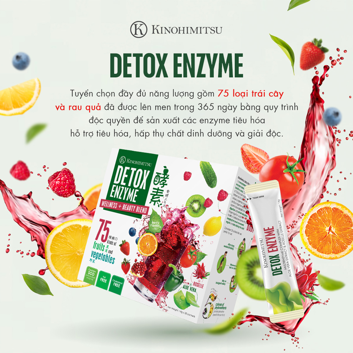 Bộ sản phầm dùng thử Kinohimitsu (7 gói Detox Enzyme + 7 gói Beauty Activ + 2 gói Collagen Activ)