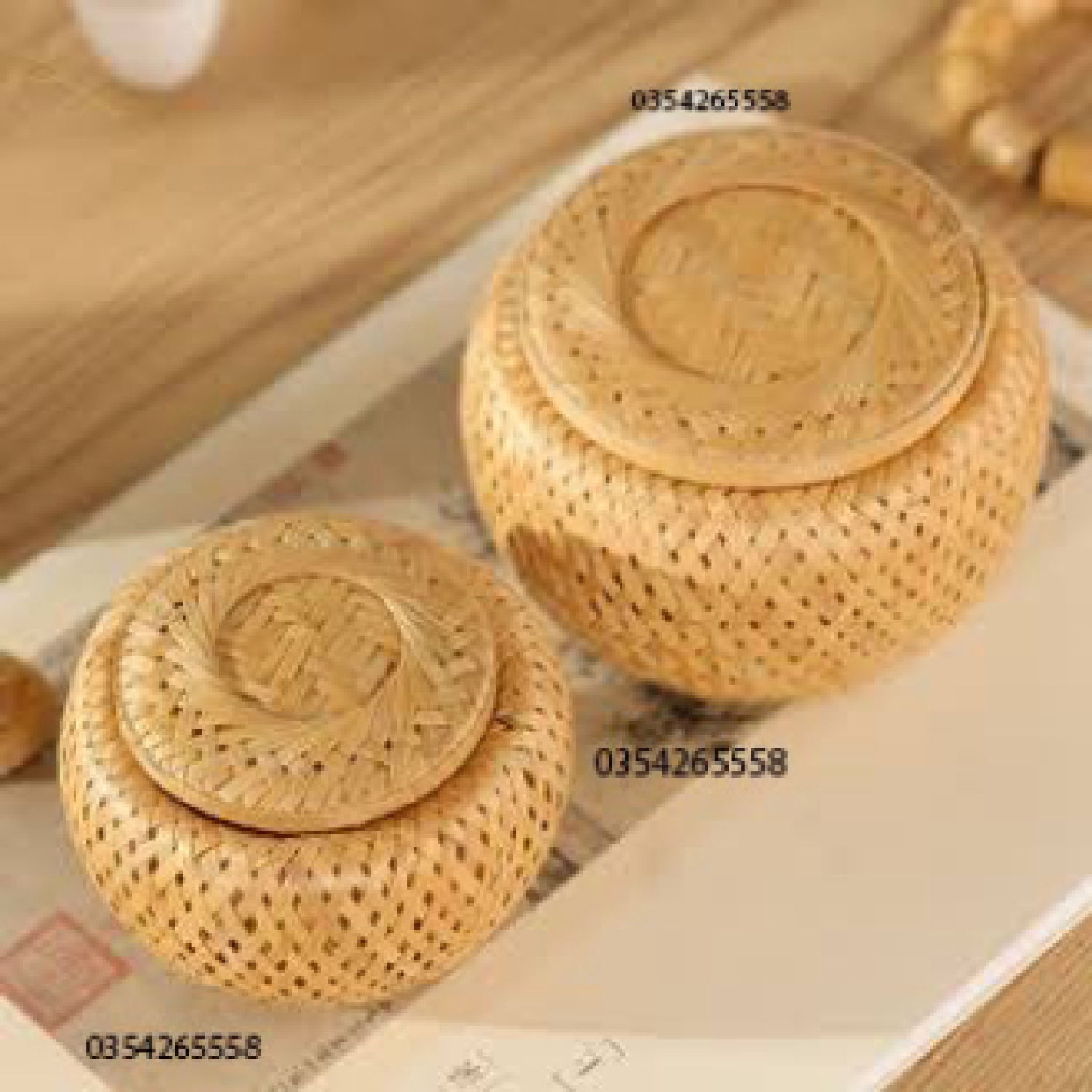 Hộp tre 2 lớp đựng đồ dùng đồ ăn