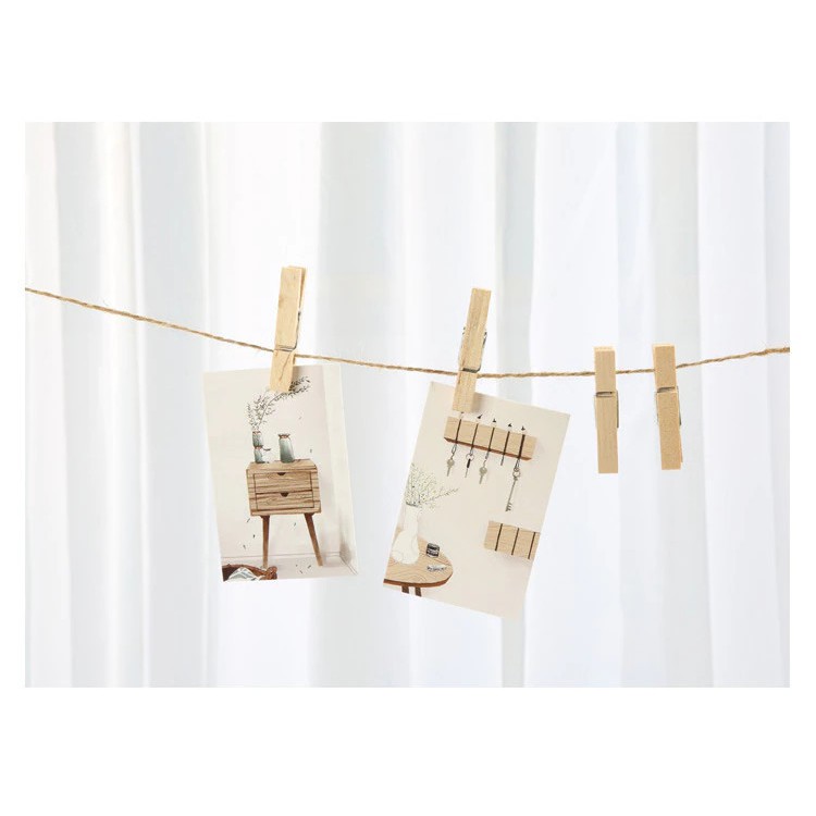 Kẹp gỗ trơn cỡ lớn (size 7,2cm x 1,0cm) - Set 20 chiếc