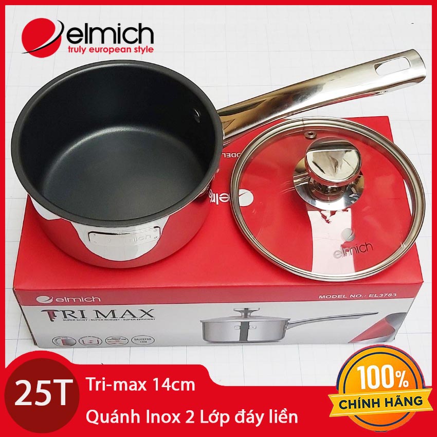 >> BÁO GIÁ CHẢO INOX CAO CẤP 2 LỚP ĐÁY LIỀN ELMICH TRI-MAX | Shopee Lazada Sendo Tiki mới nhất 188 Quánh chống dính Inox 2 Lớp cao cấp đáy liền Elmich Tri-Max EL-3783 đường kính 14cm bảo hành 25 tháng
