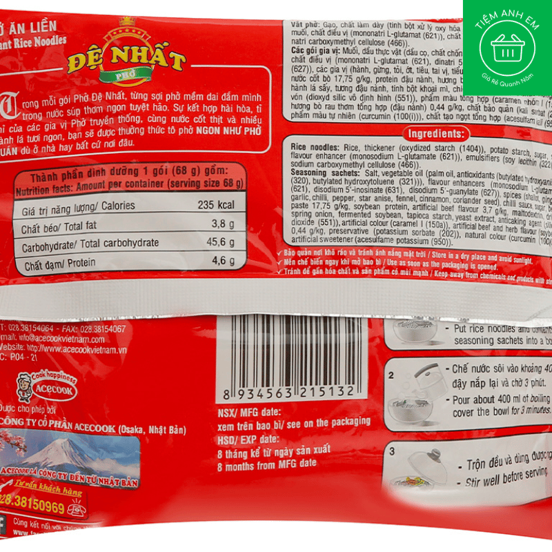 Phở bò Đệ Nhất Acecook gói 65g